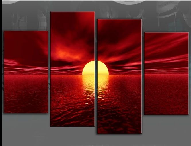 Wall Art Designs: Red Canvas Wall Art Hand Painted Large Seascape With Regard To Canvas Wall Art In Red (View 2 of 15)