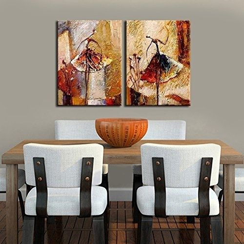 Wieco Art – Ballet Dancers 2 Piece Modern Decorative Artwork 100 Throughout Abstract Oil Painting Wall Art (View 15 of 15)