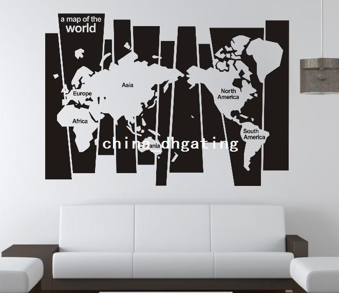 0829 Version Map Of The World Family Office Vinyl Wall Art Room With Regard To Wall Art Stickers World Map (Photo 10 of 25)