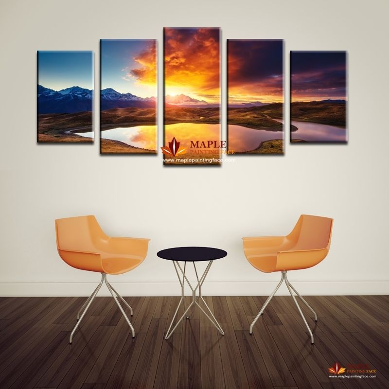 2016 New Stytle 5 Pcs(no Frame) Colorful Clouds Landscape Print Regarding Cheap Framed Wall Art (View 25 of 25)