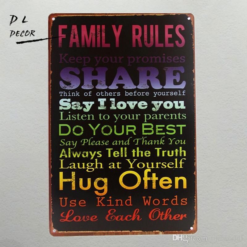 2018 Dl Family Rules Metal Signs Vintage Wall Art Pub Poster Garage For Family Rules Wall Art (Photo 20 of 20)