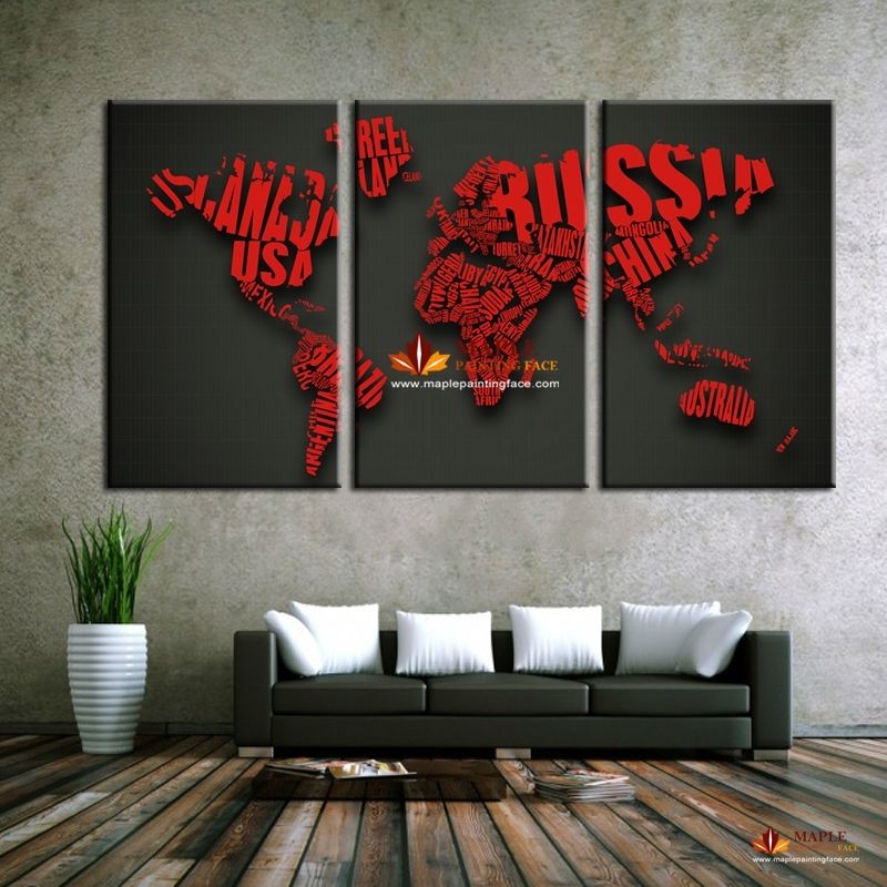3 Pcs Wall Art Map Wall Picture Hd Top Rated Canvas Print Large Intended For Modern Large Canvas Wall Art (View 11 of 25)