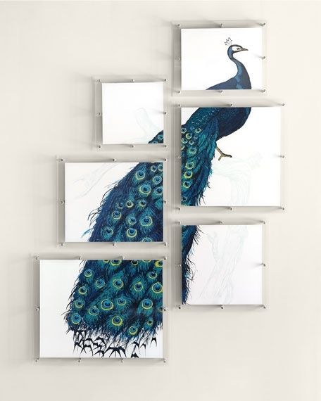 6 Panel Peacock Wall Art | Neiman Marcus Intended For Peacock Wall Art (Photo 3 of 10)