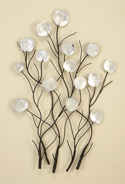 Amazing Modern Capiz Shell Flowers Floral Metal Wall Art Regarding Within Metal Flowers Wall Art (View 6 of 20)