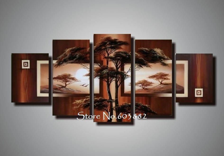 Best Natural Natural Scenery 100% Hand Painted Oil Wall Art Canvas In 5 Piece Wall Art Canvas (Photo 4 of 10)