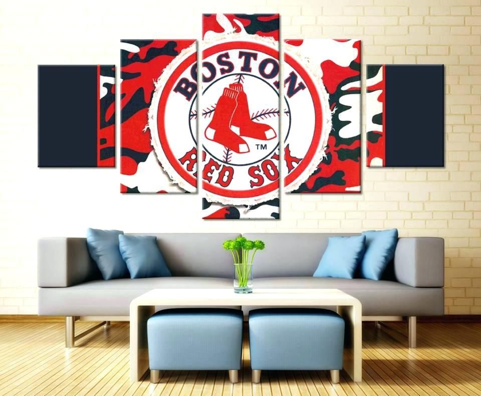 Boston Wall Art Red 5 Piece Team Baseball Canvas Painting Frames It For Boston Wall Art (View 20 of 25)