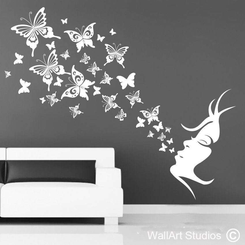 Butterfly Breath | Home Decor Vinyl Decals | Wall Art Studios Intended For Butterfly Wall Art (View 3 of 10)