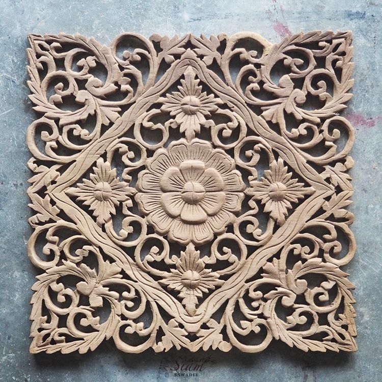Buy Lotus Carved Wood Wall Art Panel From Bali Online In Carved Wood Wall Art (Photo 1 of 10)