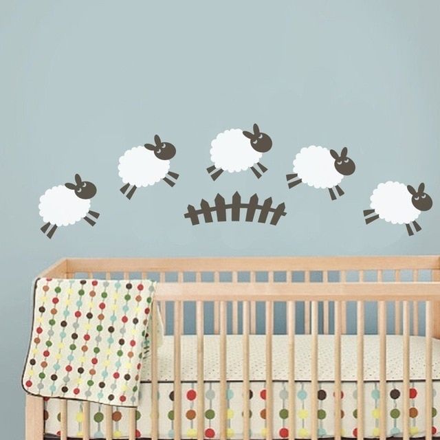 C209 Sheep Wall Decal Baby Room Wall Sticker Nursery Play Room Cute Within Baby Room Wall Art (Photo 1 of 20)
