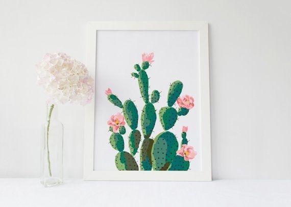 Cactus Print Succulent Printable Art Cactus Wall Art Printable | Etsy Pertaining To Cactus Wall Art (Photo 8 of 20)