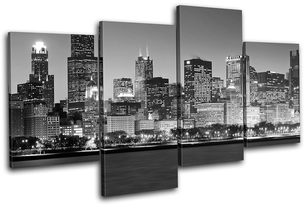 Chicago Cityscape City Multi Canvas Wall Art Picture Print Va | Ebay With Chicago Wall Art (Photo 1 of 10)