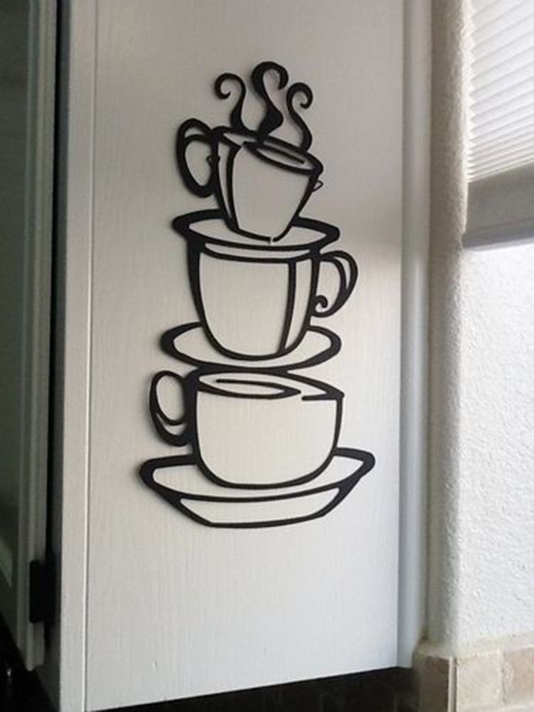 Coffee House Black Cup Design Java Silhouette Wall Art Metal Mug Intended For Coffee Wall Art (View 8 of 10)