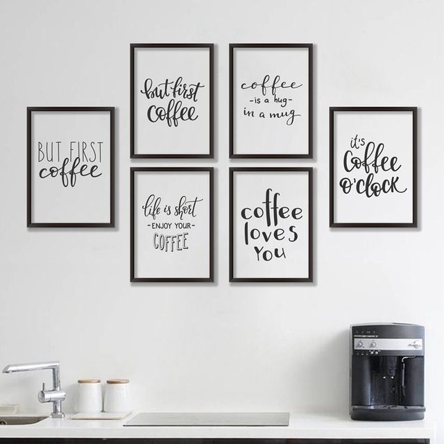 Coffee Quote Canvas Art Print Poster, Simple Style Wall Pictures For With Regard To Coffee Wall Art (Photo 1 of 10)
