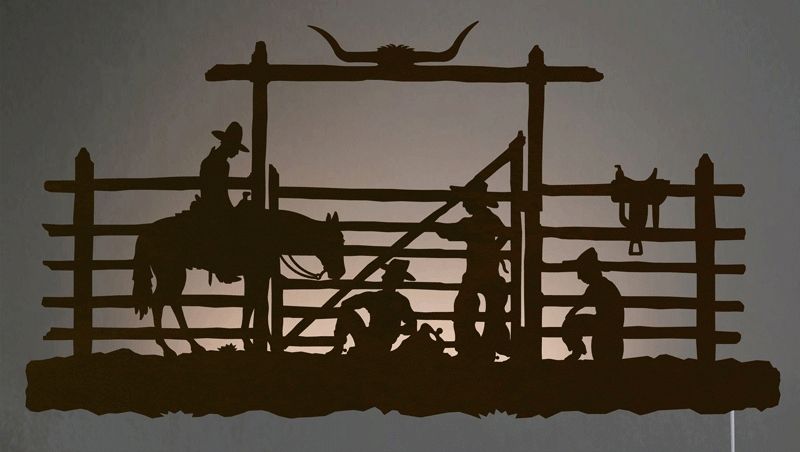Cowboy Corral Back Lit Wall Art – Rust With Regard To Western Wall Art (Photo 1 of 25)