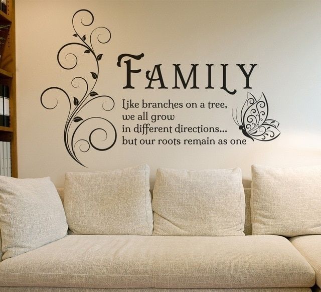 Family Like Branches Quotes Butterfly Vinyl Wall Art Sticker Flower Regarding Wall Art Quotes (Photo 1 of 20)