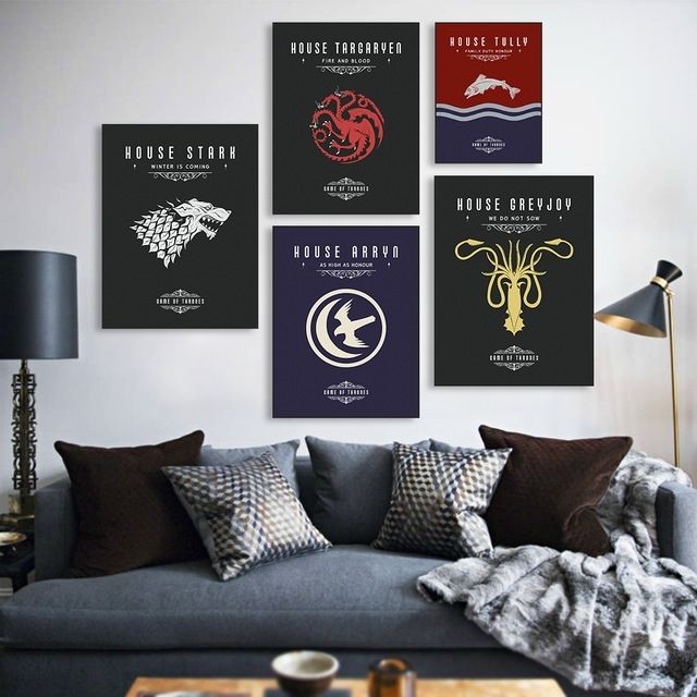Game Of Thrones Movie Tv Poster Vintage Wall Art Canvas Prints Pertaining To Vintage Wall Art (View 5 of 10)