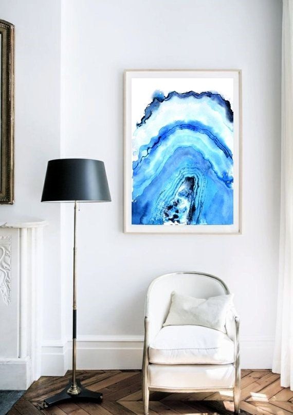 Geode Painting, Geode Print, Geode Art, Agate Watercolor, Agate Wall Pertaining To Agate Wall Art (Photo 25 of 25)