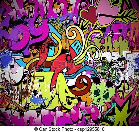 Graffiti Wall Art Background. Hip Hop Style Seamless Texture Pattern (View 3 of 10)