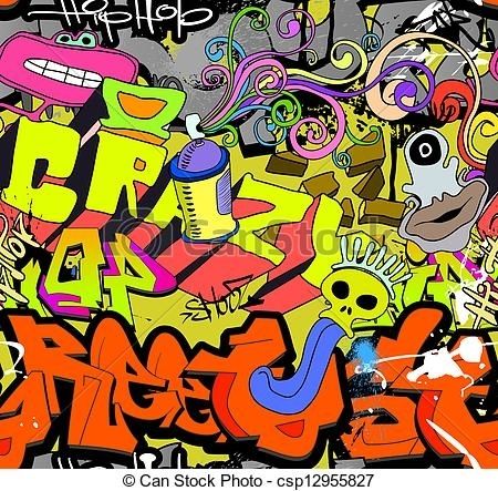 Graffiti Wall Art Background. Hip Hop Style Seamless Texture Pattern (View 8 of 10)