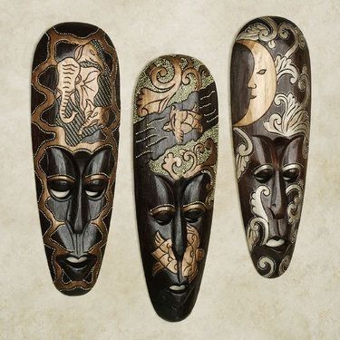 Handcarved Wood Masks Of Africa Wall Art Set Found On Touch Of Class Within Touch Of Class Wall Art (View 23 of 25)