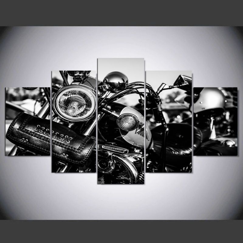 Harley Davidson Motorcycle 5 Piece Canvas Wall Art Printed Poster Inside Harley Davidson Wall Art (Photo 4 of 25)