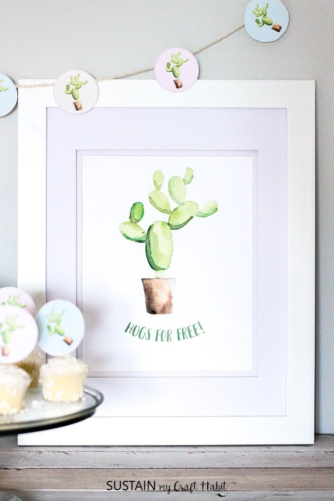 Hugs For Free! Cactus Wall Art Printable – Sustain My Craft Habit Within Cactus Wall Art (Photo 14 of 20)