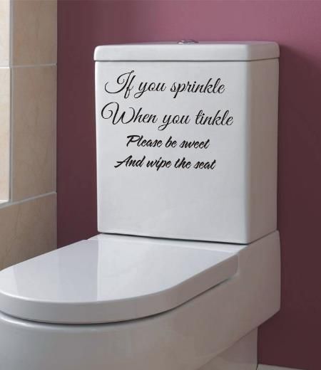 If You Sprinkle When You Tinkle Bathroom Wall Art Sticker Quote With Wall Art For Bathroom (View 2 of 20)