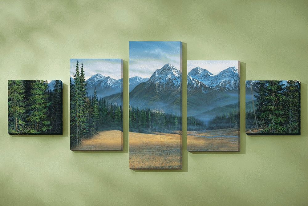Impressive Rocky Mountain Canvas Wall Art Set Of 5 With Regard To For Oversized Teal Canvas Wall Art (View 12 of 25)