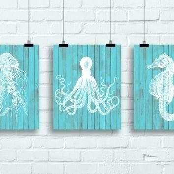 Jellyfish Wall Art Seahorse Wall Decor Sea Life Art Print Set Regarding Sea Life Wall Art (Photo 1 of 10)