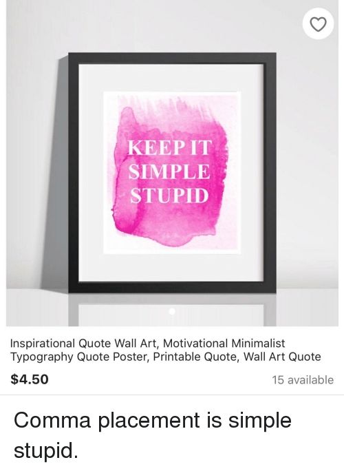 Keep It Simple Stupid Inspirational Quote Wall Art Motivational Regarding Inspirational Quotes Wall Art (View 11 of 25)