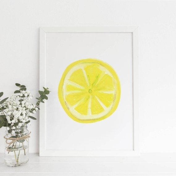 Kitchen Print Lemon Slice Art Lemon Print Lemon Wall Art | Etsy In Lemon Wall Art (Photo 1 of 20)