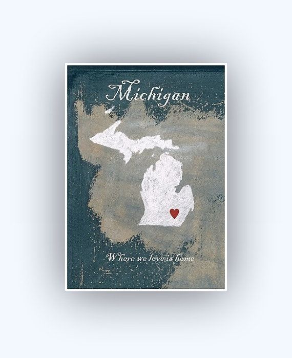 Michigan, Wall Art, Art Print, Map Of Michigan, State Of, Michigan With Michigan Wall Art (Photo 1 of 25)