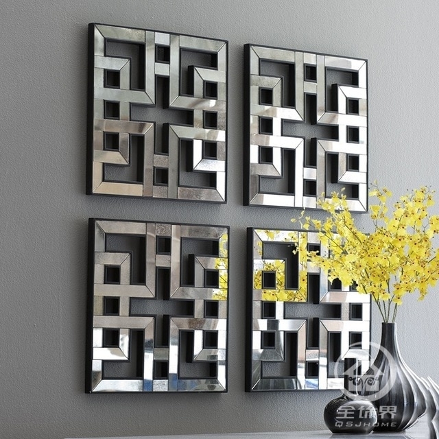 Mirrored Wall Decor Fretwork Square Mirror Framed Wall Art D F1308 Intended For Mirrored Wall Art (Photo 1 of 20)