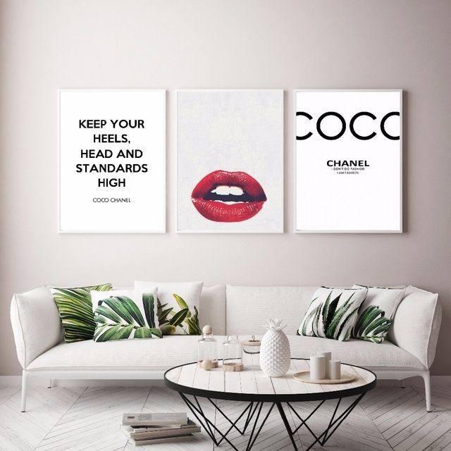 Modern Home Decor Letter And Red Lips Canvas Painting Fashion Wall Inside Fashion Wall Art (View 4 of 20)