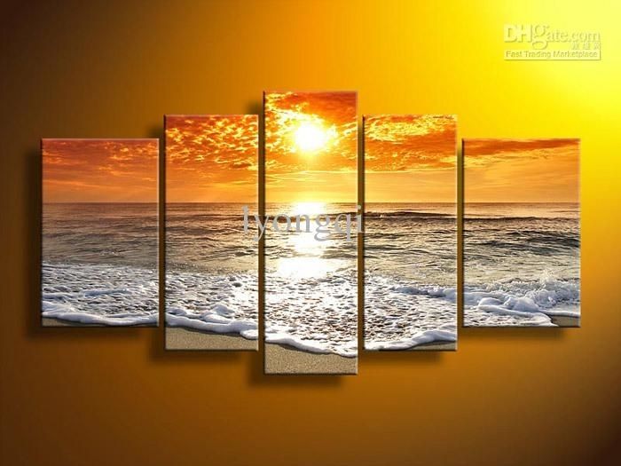 Online Cheap Hand Painted Hi Q Modern Wall Art Home Decorative Intended For Five Piece Canvas Wall Art (Photo 11 of 20)