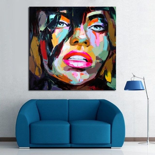 Online Shop Free Shipping Handpainted Human Portrait Oil Paintings For Colorful Wall Art (View 18 of 20)