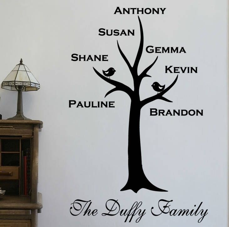 Personalised Family Tree Wall Stickerwall Art Quotes & Designs Inside Family Tree Wall Art (View 2 of 10)