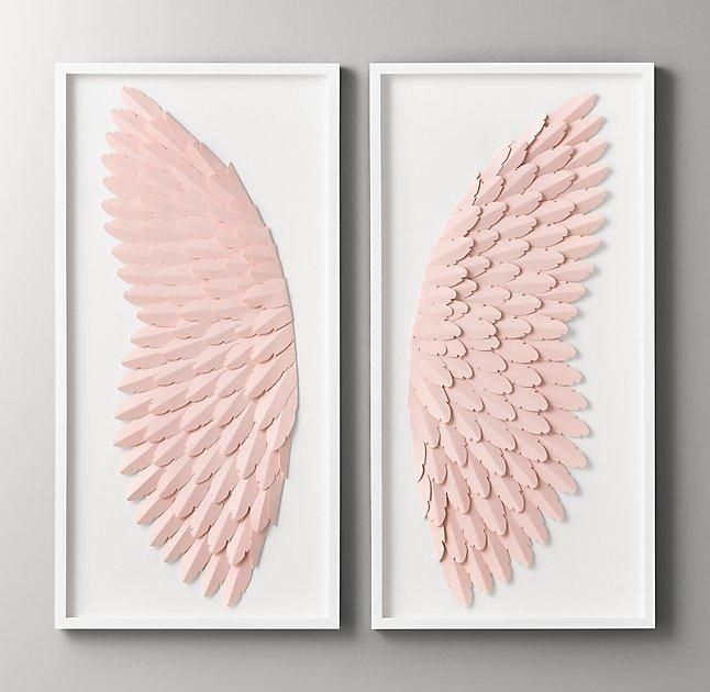 Pink Hand Folded Paper Angel Wing Art In Pink Wall Art (View 6 of 25)