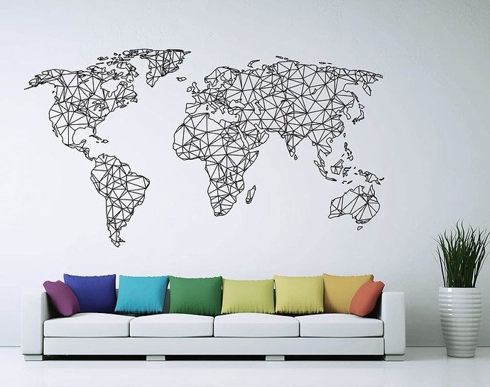 Featured Photo of The 25 Best Collection of Vinyl Wall Art World Map