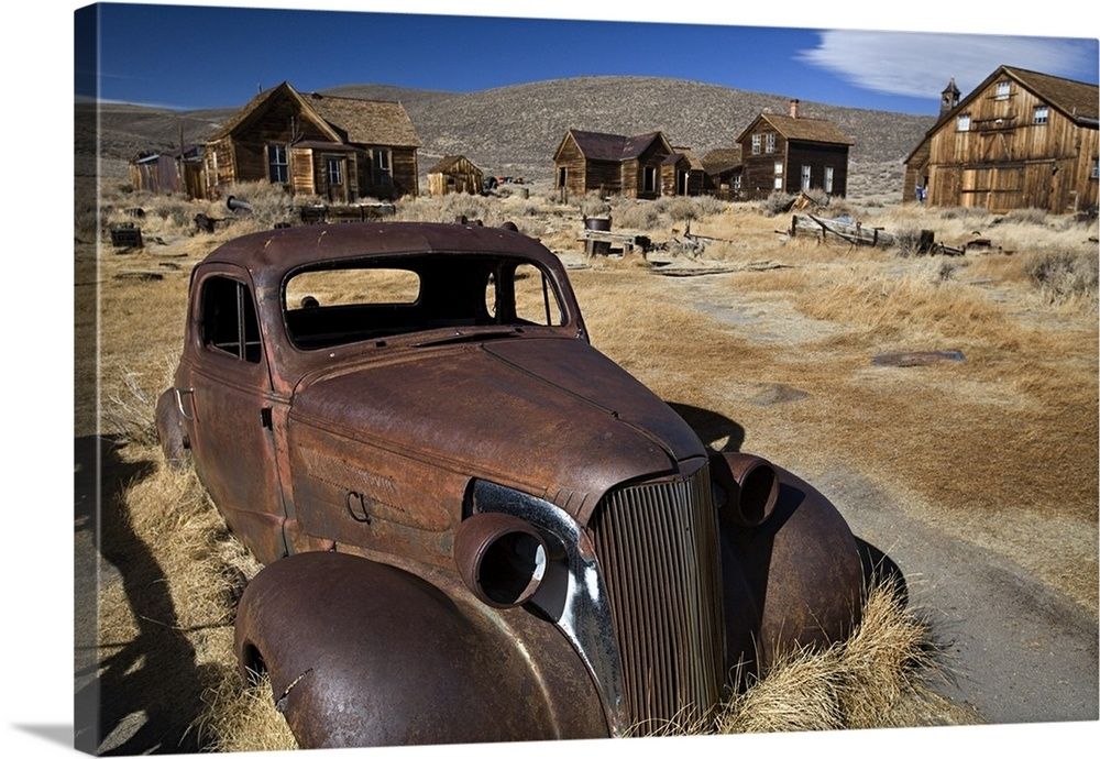 Premium Thick Wrap Canvas Wall Art Entitled Old Rusty Car Surrounded Throughout Car Canvas Wall Art (Photo 23 of 25)