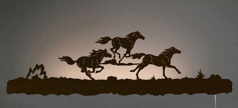 Running Horses Back Lit Wall Art – Rust Intended For Horses Wall Art (View 8 of 20)