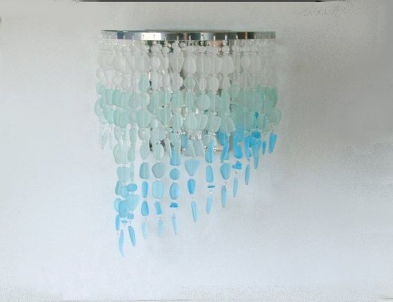Sea Glass Wall Sconce Coastal Decor Beach Glass Sconce Wall Light With Regard To Sea Glass Wall Art (View 6 of 10)