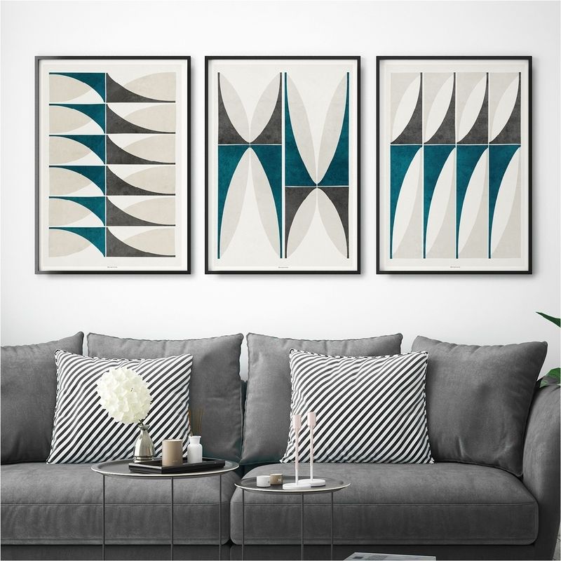 Set Of Three Art Prints – Abstract Geometric Wall Art Prints Within Geometric Wall Art (Photo 10 of 20)