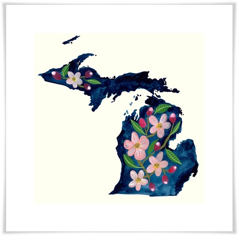 State Flowers – Michigan, Maps Canvas Wall Art | Greenbox Intended For Michigan Wall Art (View 24 of 25)