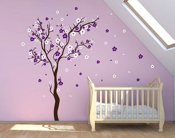 Stick On Wall Art Cherry Blossom Wall Decal Wall Sticker | Etsy For Cherry Blossom Wall Art (View 14 of 25)