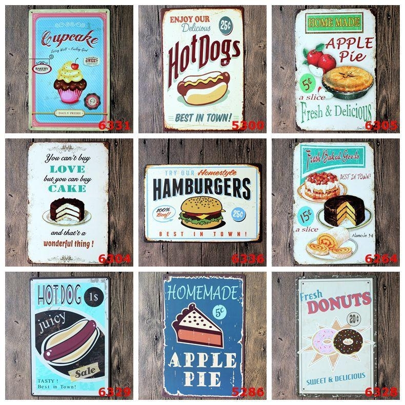 Sweet Cupcake Tin Signs Vintage Wall Art Cake Store Decor Retro For Vintage Wall Art (Photo 1 of 10)