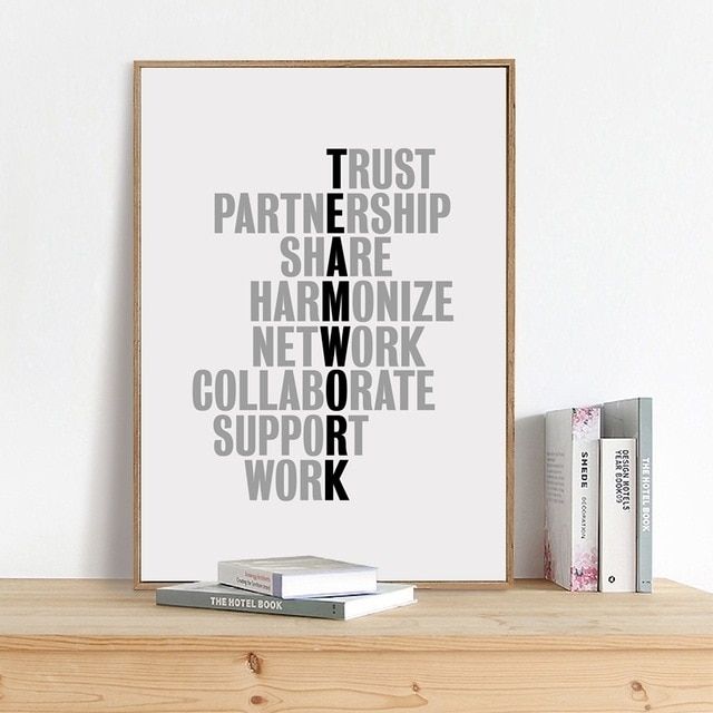Teamwork Motivational Quotes Canvas Art Print Office Poster With Regard To Inspirational Quotes Wall Art (View 25 of 25)
