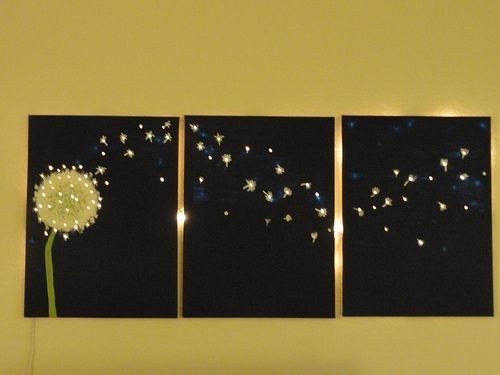 Three Panel, Dandelion Wall Art That Lights Up | Pinterest Intended For Lighted Wall Art (Photo 6 of 20)