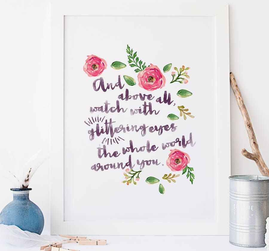 Typographic Quote Floral Wall Art Printrory & The Bean Throughout Wall Art Quotes (View 13 of 20)