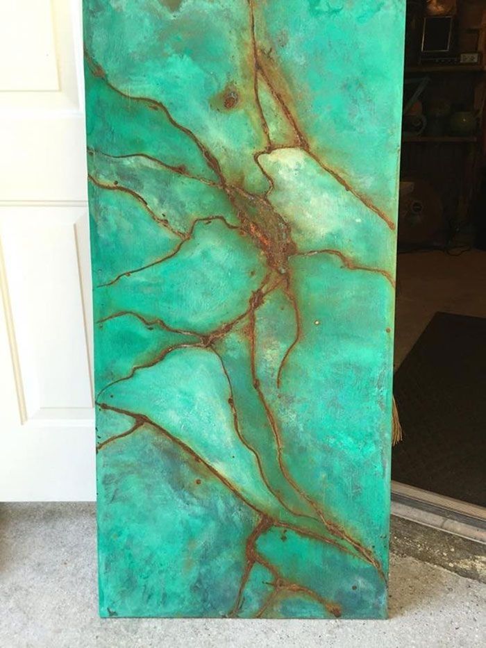 Using Metal Effects To Create A Faux Turquoise Gem Wood Wall Art With Turquoise Wall Art (Photo 9 of 20)